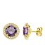 Pendientes de Oro Amarillo 18K con Amatista y Circonita – Un Destello de Elegancia